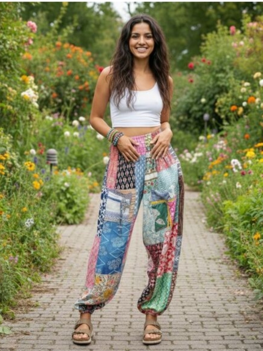 Kathmandu Patchwork Boho Joggers- Multicolor hand .Made India. No 2 Alike. Nwt